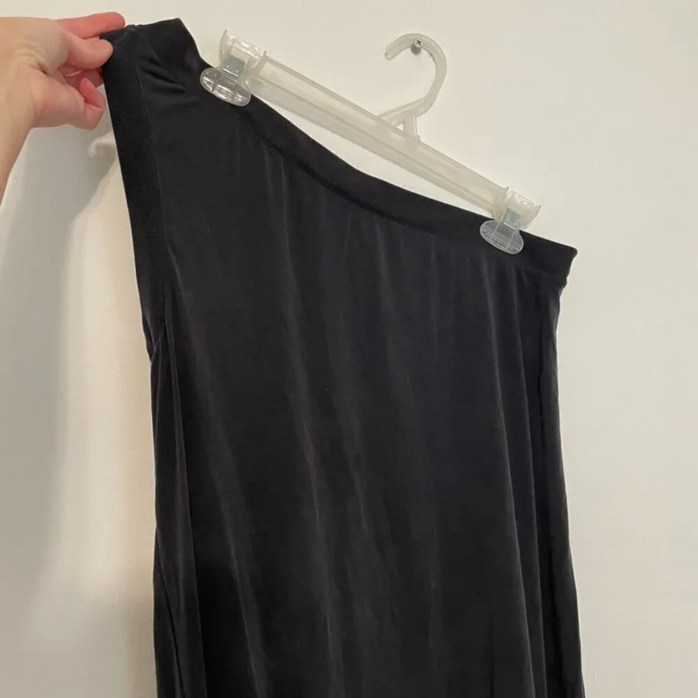 MOULINETTE SOEURS ANTHROPOLOGIE ANTHRO Raneri One Shoulder Dress Dark Gray Boho - Picture 4 of 16